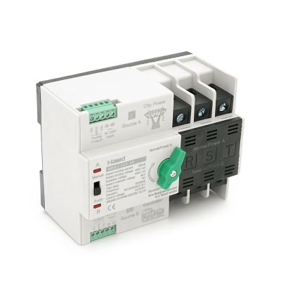 Автомат введення резерву (АВР) триполюсний HDQ3-125E/3P, 230V/125A на DIN-рейку для генераторів