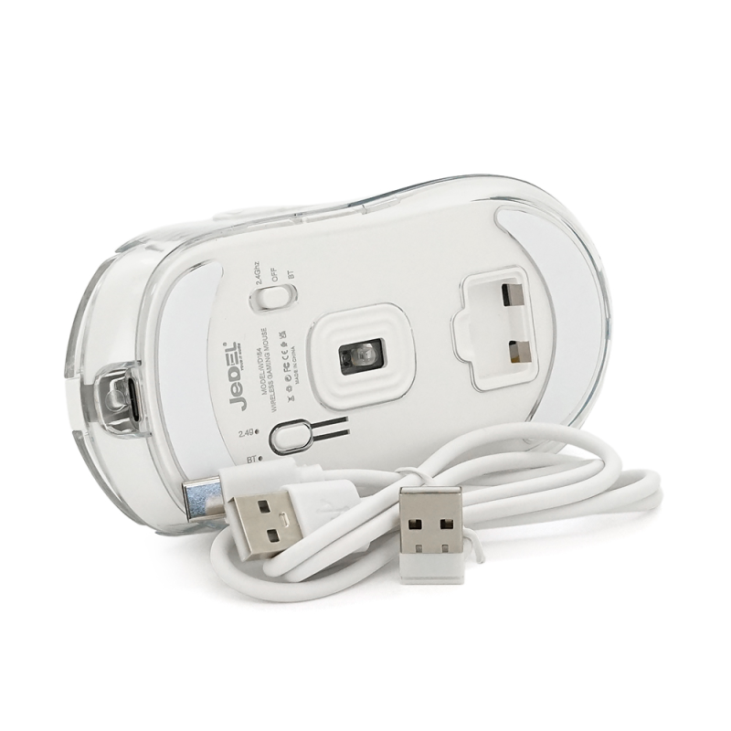 Миша бездротова JEDEL WD154, 800/1200/1600DPI, 2.4 GHz+Bluetooth 5.0, 3.7V 300mAh, LED-підсвічування + індикатор рівня заряду. 127x64x40 мм. Black. Box