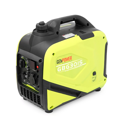 Генератор инверторный БЕНЗИНОВЫЙ GENPOWER GBG 30IS 2.4kW (3kVA), однофазный, 230V, 50Hz, DC12V. обьем 5,6л. расход 0,374Lt/kWt-1Lt/h, 530 * 350 * 550 mm. 22.5kg.