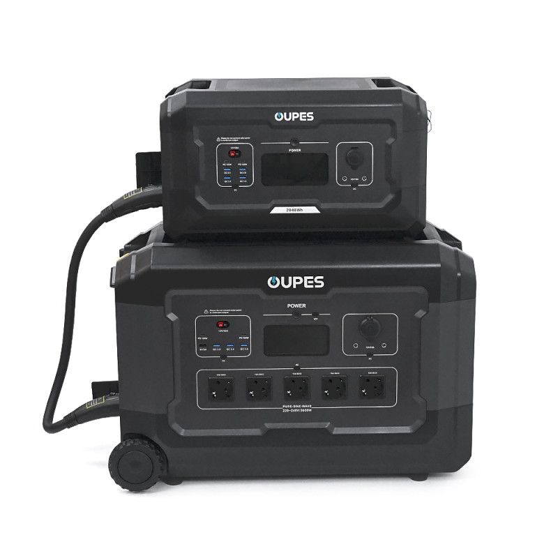 Портативний джерело живлення OUPES S3+S2, LiFePO4, 3600W, PEAK 7000W, 5120Wh, 3500 циклів, MPPT 2100 Вт, 5xAC190-250 В 16 А, 4xUSB-A -18 Вт, 2xUSB-C - 100 Вт, Anderson 12 В 30 А, IP21, 642*305*438 мм, 37,8 кг