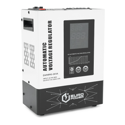 Стабилизатор напряжения релейный Europower EWMR90-5KVA LCD, 4000W, 30A, AC 95V-275V, 50Hz/60Hz, aluninum, ≤50dB, 420x375x250mm, 9.5kg, Q1