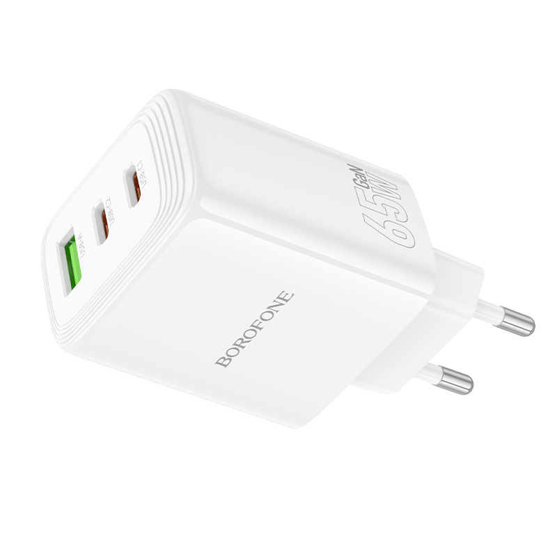 СЗУ BOROFONE BN32, 2xUSB-C+1xUSB, PD65W+QC3.0, White, Box