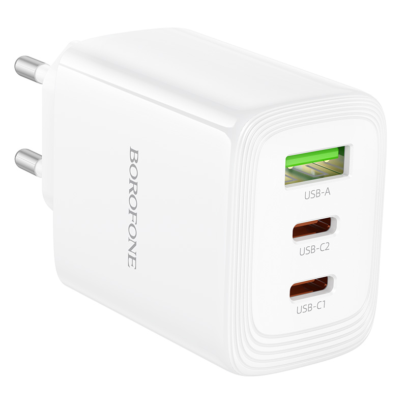 СЗУ BOROFONE BN32, 2xUSB-C+1xUSB, PD65W+QC3.0, White, Box