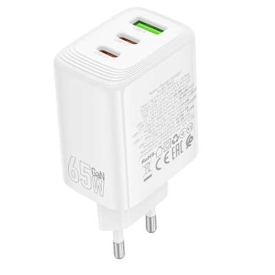 СЗУ BOROFONE BN32, 2xUSB-C+1xUSB, PD65W+QC3.0, White, Box СЗУ BOROFONE BN32, 2xUSB-C+1xUSB, PD65W+QC3.0, White, Box