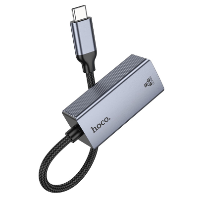 Контролер HOCO UA37 USB 3.0 to Ethernet - Мережевий адаптер 10/100/1000Mbps з дротом, Black, Blister Q100