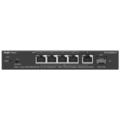 6-портовий інтелектуальний POE комутатор Ruijie RG-ES206MG-P