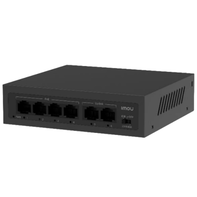6-ти портовий некерований POE комутатор Imou SF106P з 4х POE 100 Мбіт + 2хUP-Link 100Мбіт, до 250м, 45Вт, 200×118×44 мм