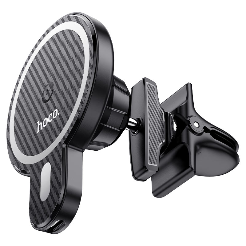 Автотримач HOCO СА85+ Wireless Charging 15W, кріплення на решітку, магніт, Black, Box