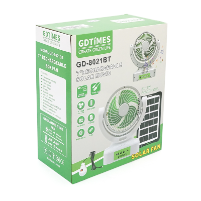 Вентилятор GDTIMES GD 8021BT+Ліхтар+Радіо+Bluetooth, Solar+ вбудований акумулятор, Box Вентилятор GDTIMES GD 8021BT+Ліхтар+Радіо+Bluetooth, Solar+ вбудований акумулятор, Box