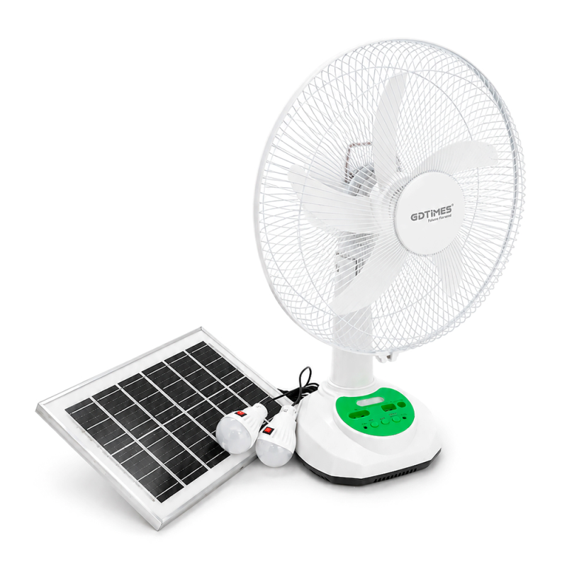 Вентилятор GDTIMES GD 8069LI-14, 14", Solar+ вбудований акумулятор, 2*USB лампочки, Box