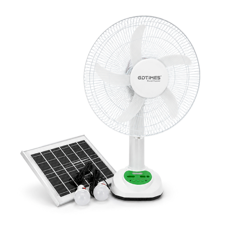 Вентилятор GDTIMES GD 8069LI-16, 16", Solar+ вбудований акумулятор, 2*USB лампочки, Box