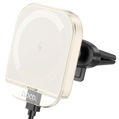Автоутримувач HOCO HW17+ Wireless Charging 15W, кріплення на торпеду, затискач 50-90мм, Black, Box