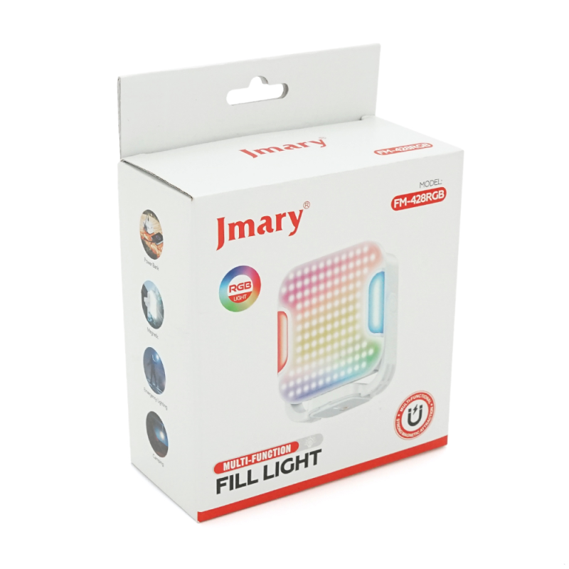 Відеосвітло Jmary FM-428RGB, 30 Вт, RGB, 2900-6800К, вбудований акум 5400mAh, 121x34x106мм, Box