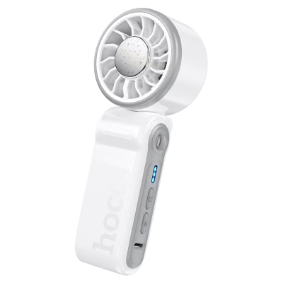 Портативний ручний вентилятор HOCO HX604, 10W, R60мм, 3 режими, вбудований акумулятор 3000mAh, USB кабель, White, Box
