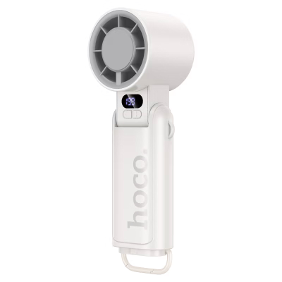 Портативний ручний вентилятор HOCO HX603, 4.2W, R60мм, 3 режими, вбудований акумулятор 3600mAh, USB кабель, White, Box