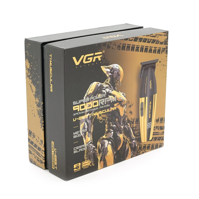 Тример VGR V-285T, 3 насадки, регулятор висоти, 9000 RPM, Black/Gold, Box