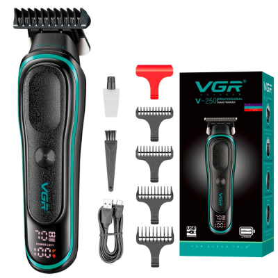 Тример VGR V-250, 4 насадки, LED display, 7000 RPM, акумулятор 1400mAh, Green, Box