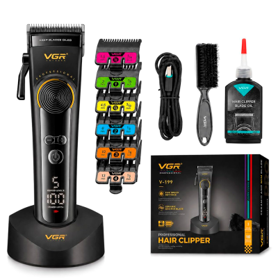 Тример VGR V-199, 6 насадок, регулятор висоти, LED display, 7500 RPM, акумулятор 2000mAh, Black, Box