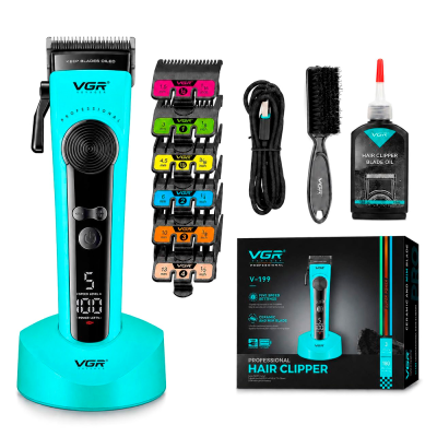 Тример VGR V-199, 6 насадок, регулятор висоти, LED display, 7500 RPM, акумулятор 2000mAh, Green, Box