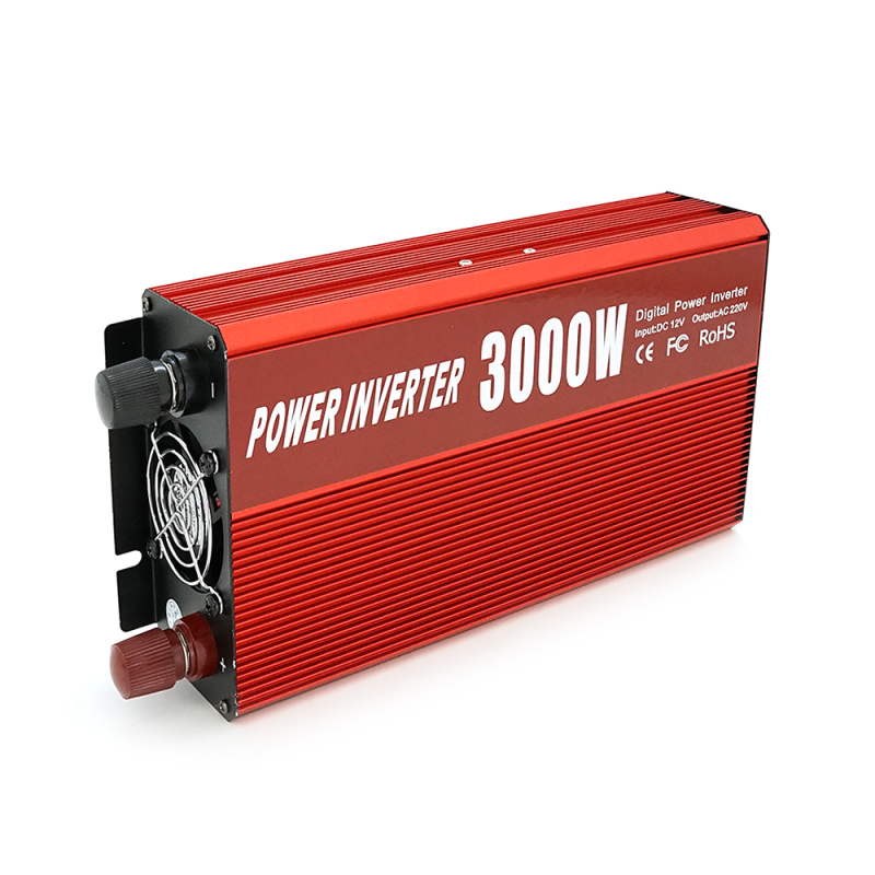 Інвертор напруги YT47940 3000ВА(1800Вт), 12/220V, approximated, 1 універсальна розетка, клем + крокодили, Red, Box