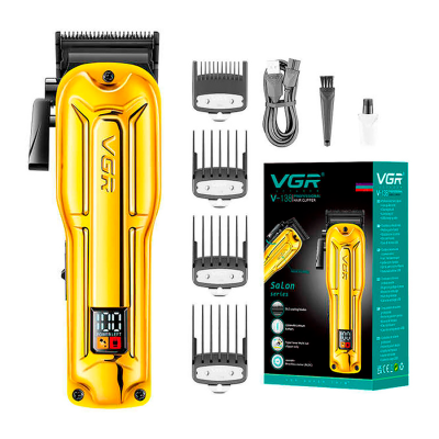Тример VGR V-138, 4 насадки, LED display, 7000 RPM, акумулятор 2500mAh, Gold, Box