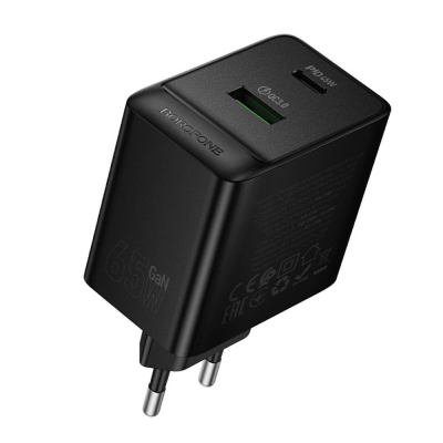 СЗУ BOROFONE BAS17A, PD65W+Q3.0, 1xUSB+1xUSB-C, 65W, Black, Box