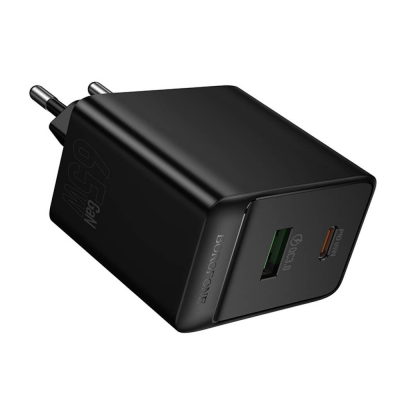СЗУ BOROFONE BAS17A, PD65W+Q3.0, 1xUSB+1xUSB-C, 65W, Black, Box