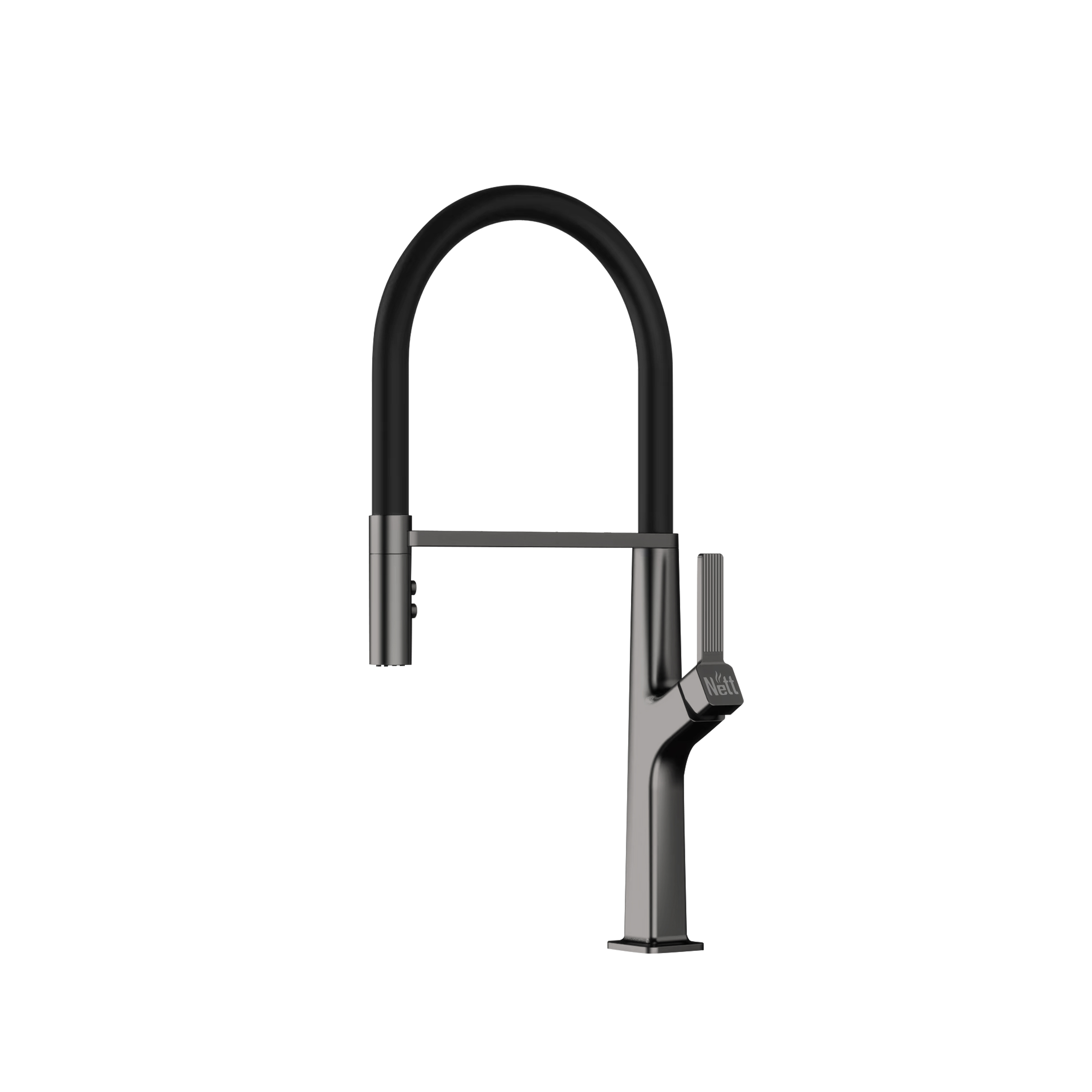 Змішувач для кухні з гнучким виливом графітовий Nett GG-56