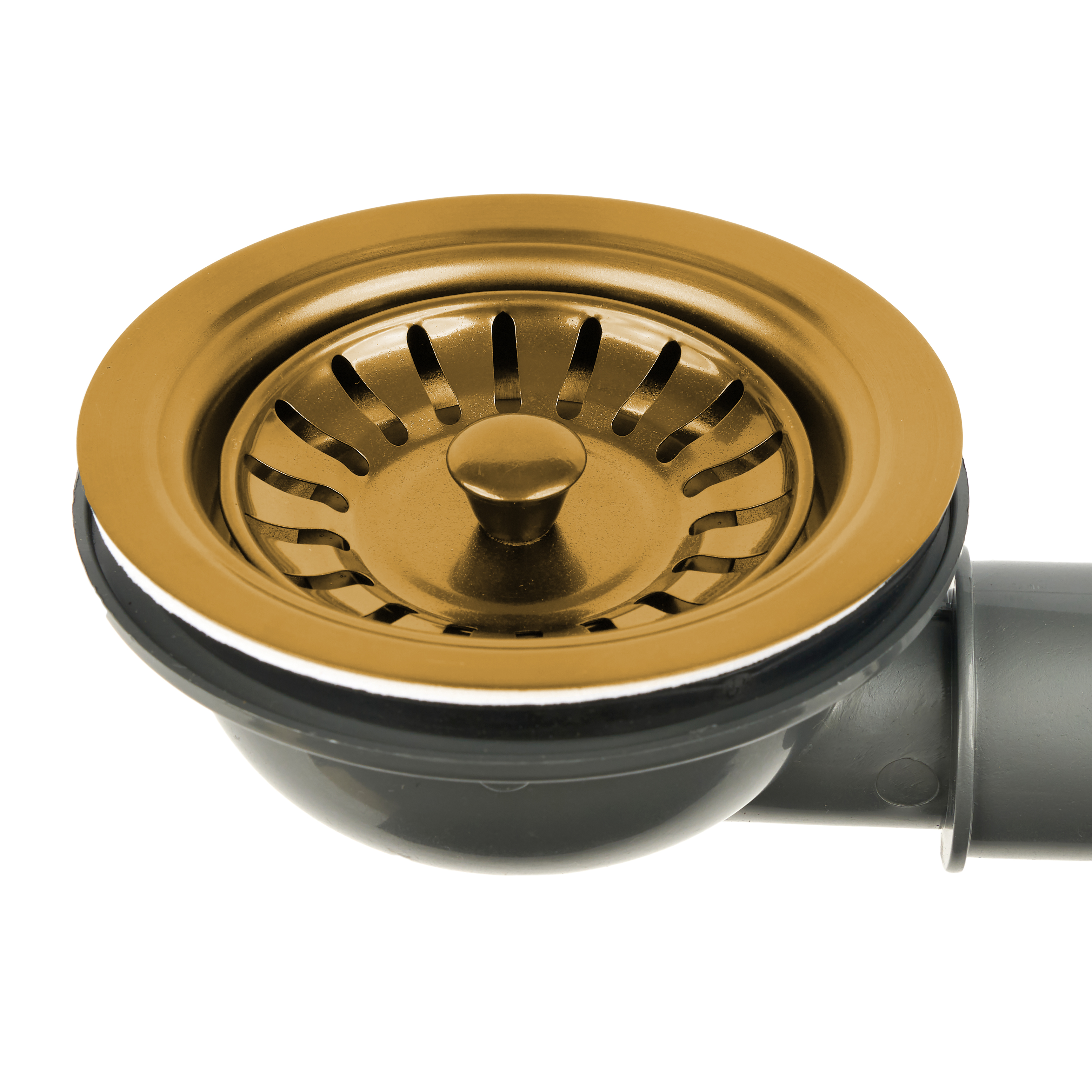 Золотий сифон для мийки на кухню з нержавійки з переливом та підключенням до посудомийки DMG-110