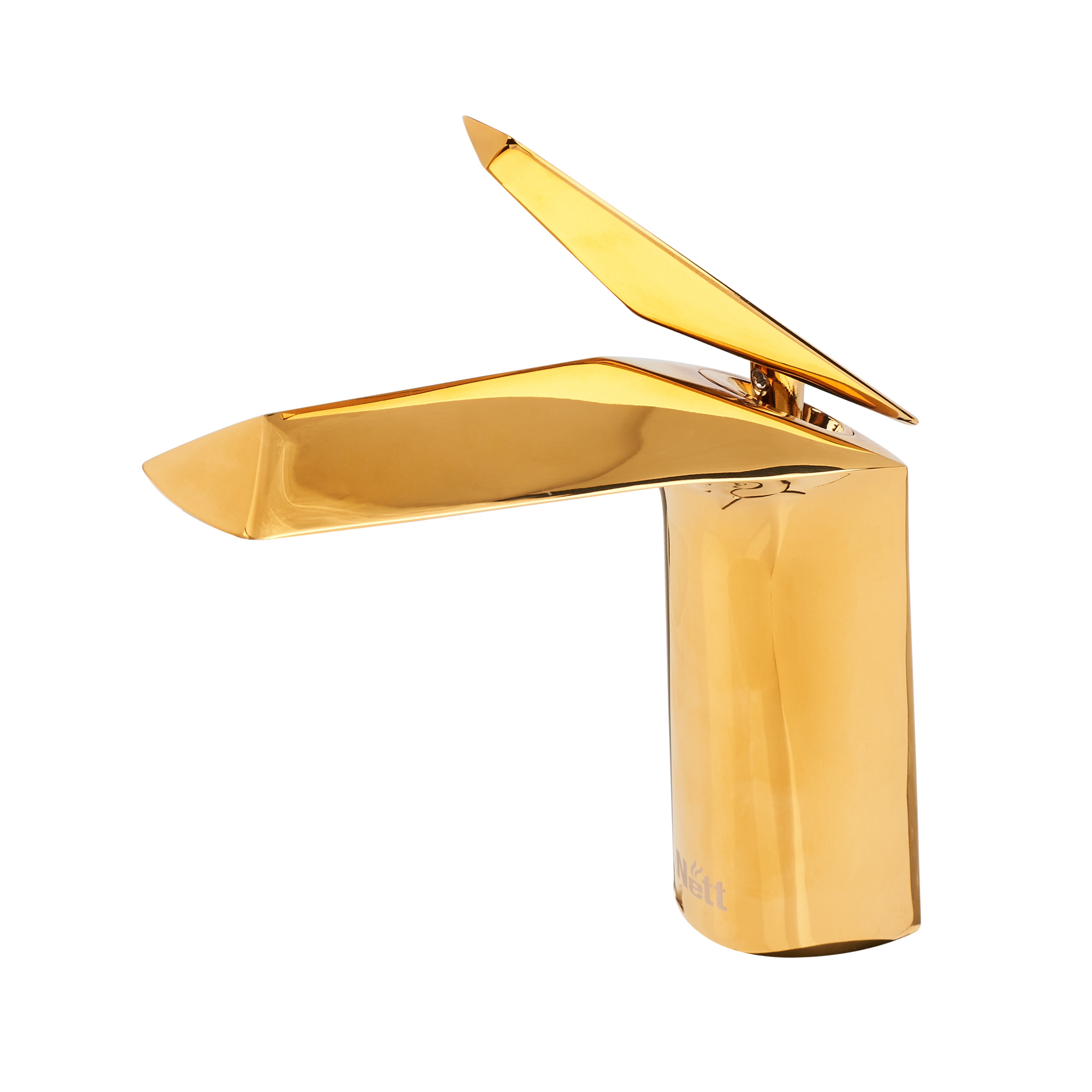 Глянцевий золотий змішувач на умивальник Nett DRG-66