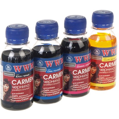 Комплект чорнил WWM Universal Carmen для Сanon серий PIXMA iP/iX/MP/MX/MG В/C/M/Y(CARMEN/SET.4-2) 4*100 (CARMEN.SET-2)