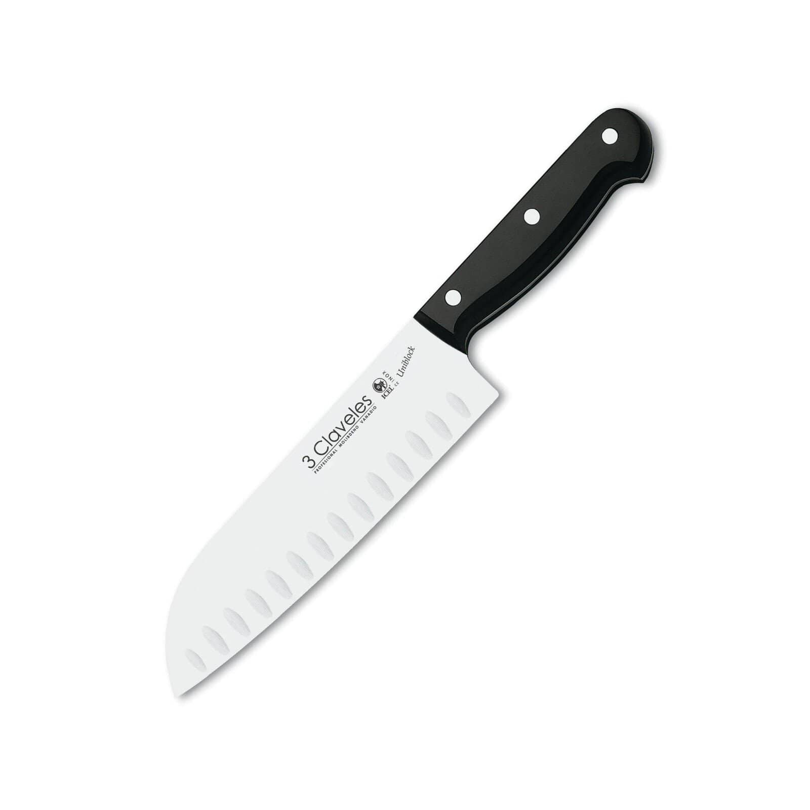 Ніж японський Сантоку 180 мм 3 Claveles Uniblock (01125) (M-01125)
