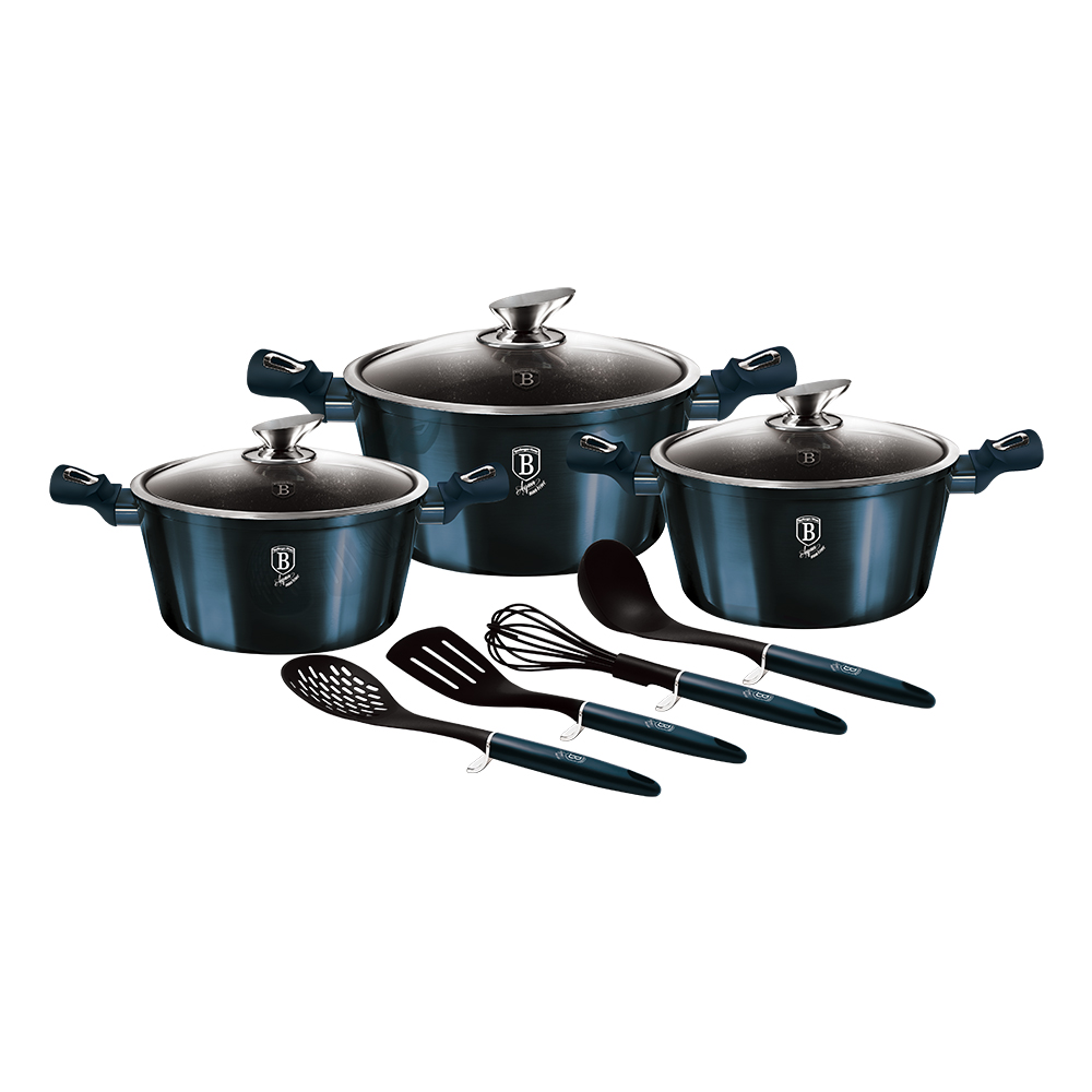 Набір посуду для плити Berlinger Haus Metallic Line Aquamarine Edition 10 предметів (BH-6152) (M-BH-6152)