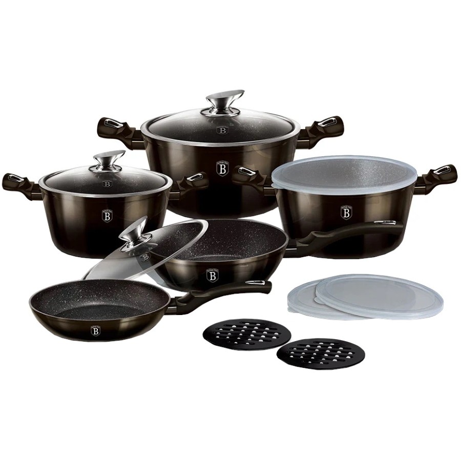 Набір посуду для плити з 13 предметів Berlinger Haus Metallic Line Shiny Black Edition (BH-7032) (M-BH-7032)