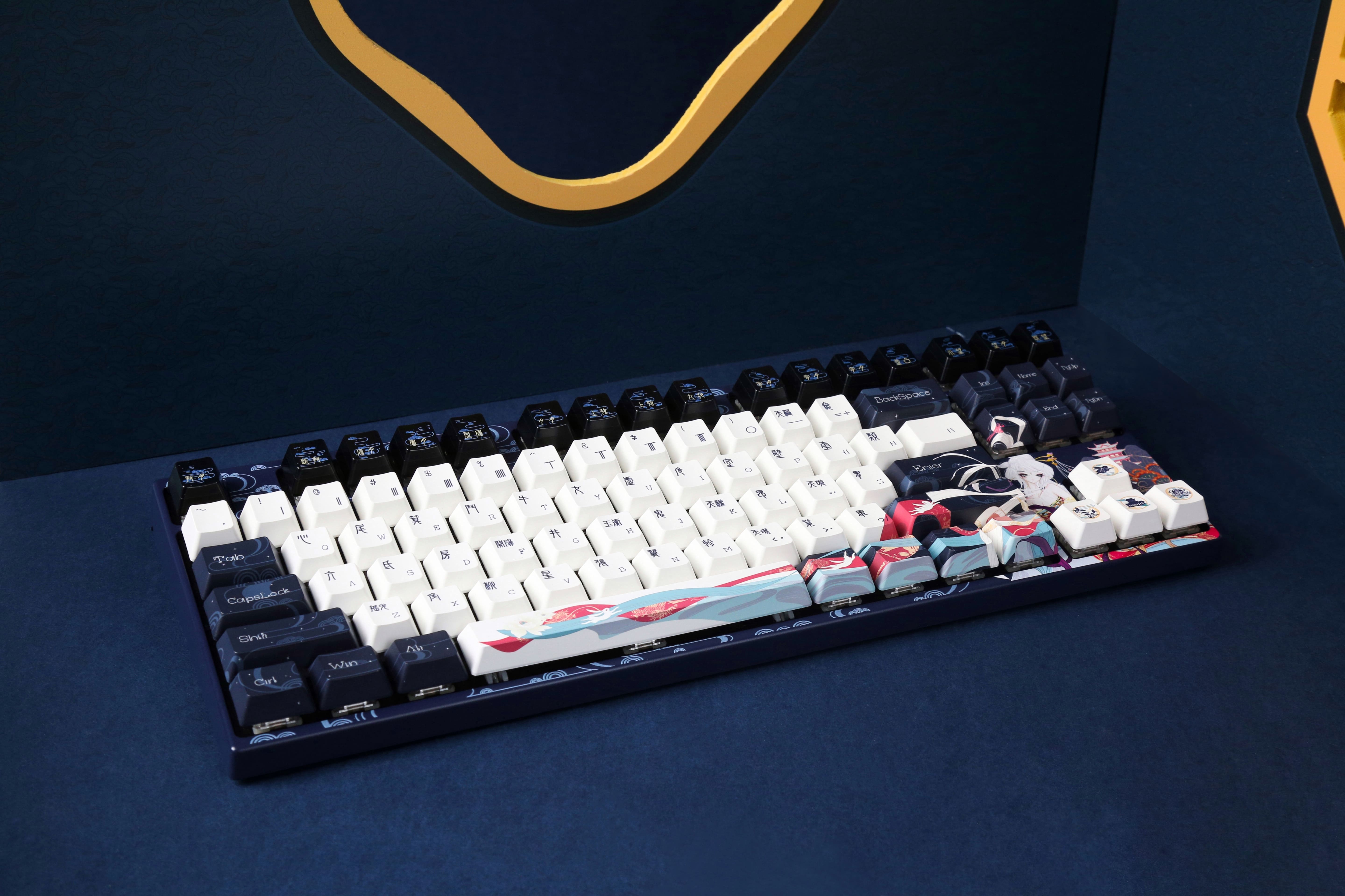 Varmilo Клавіатура механічна VPE87 Chang'e 87Key, Cherry Mx Red, BT/WL/USB-A, EN, White Led, Синій