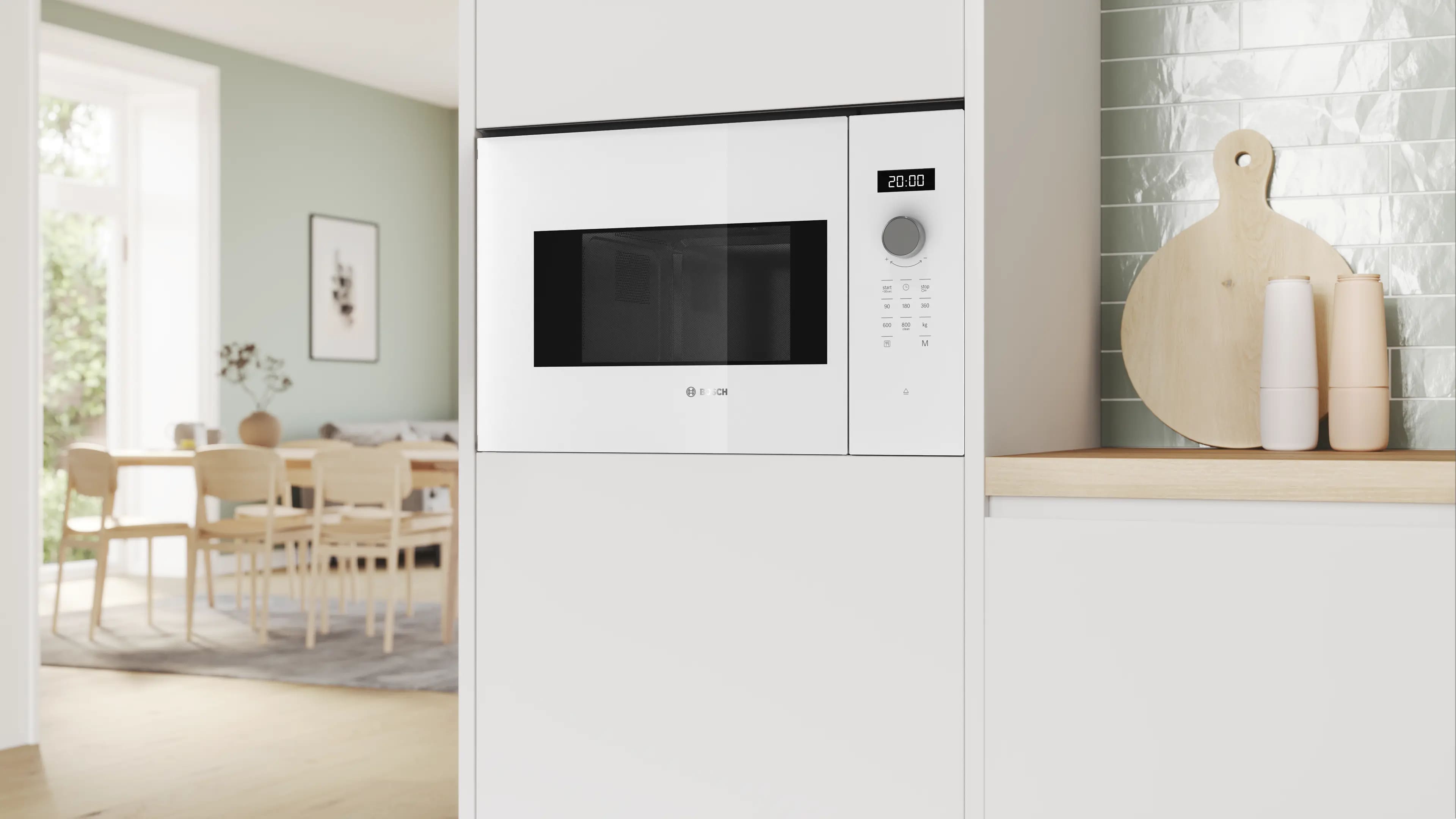 Bosch Мікрохвильова піч Bosch вбудована, 20л, електр. керув., 800Вт, дисплей, білий Bosch Мікрохвильова піч Bosch вбудована, 20л, електр. керув., 800Вт, дисплей, білий