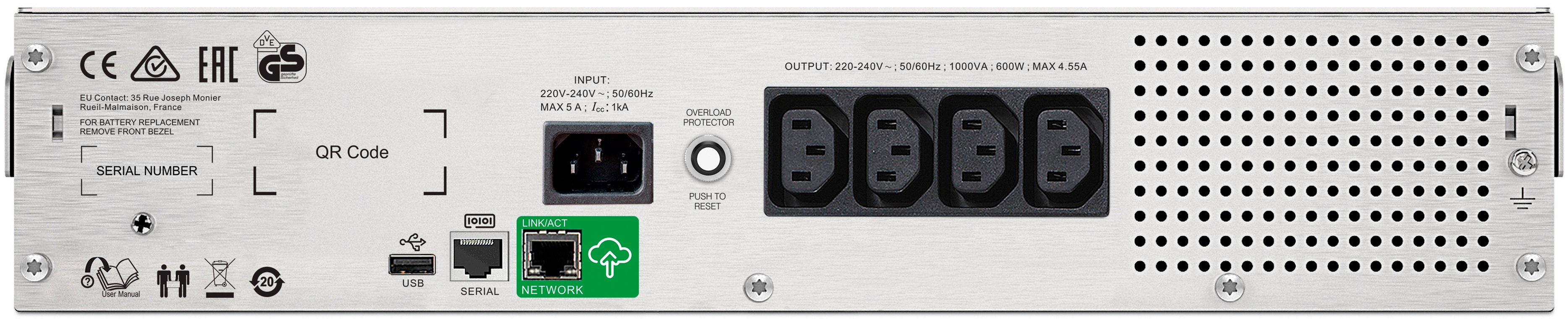 APC Джерело безперебійного живлення Smart-UPS C 1500VA/900W, RM 2U, LCD, USB, SmartConnect, 4xC13
