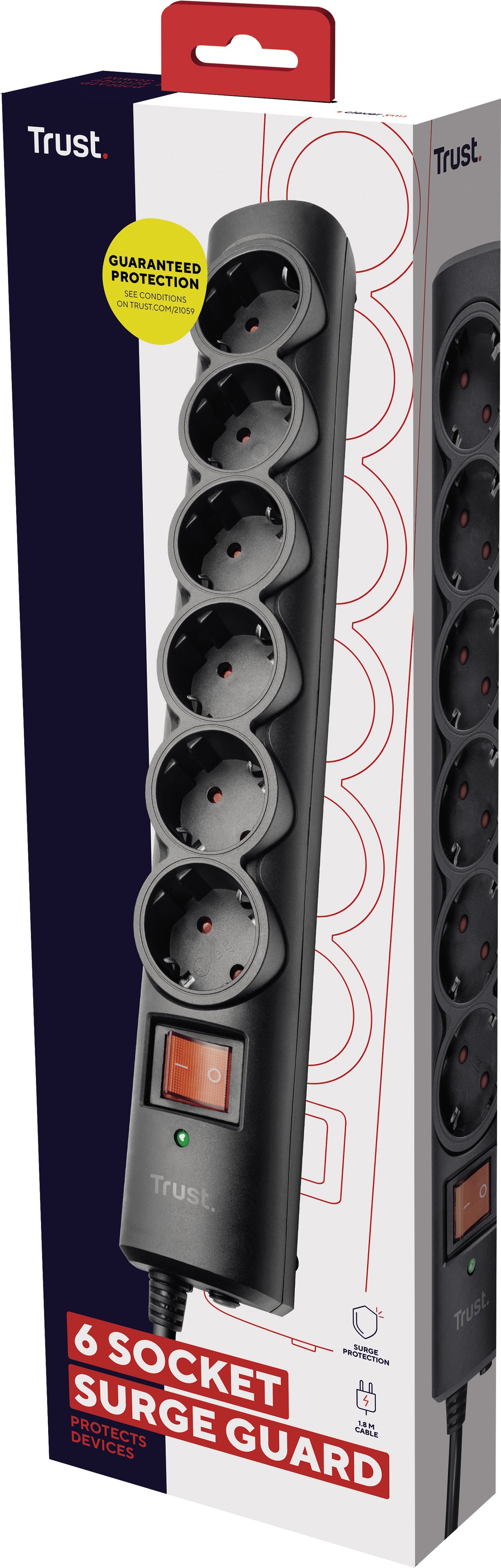 Trust Мережевий фільтр Surge Guard 6XSchuko 1.8м Black