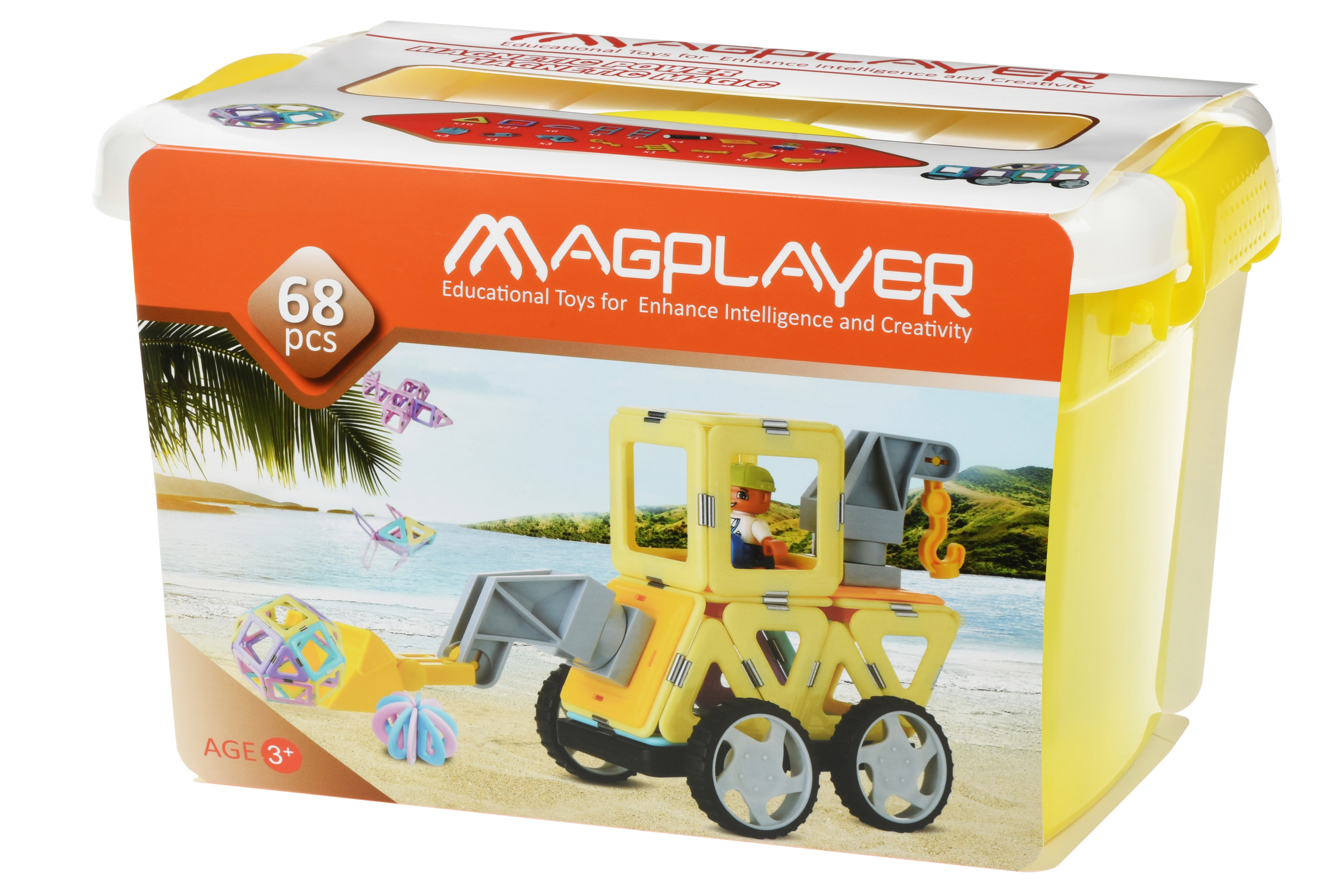 MagPlayer Конструктор магнітний набір бокс 68 ел. (MPT2-68)