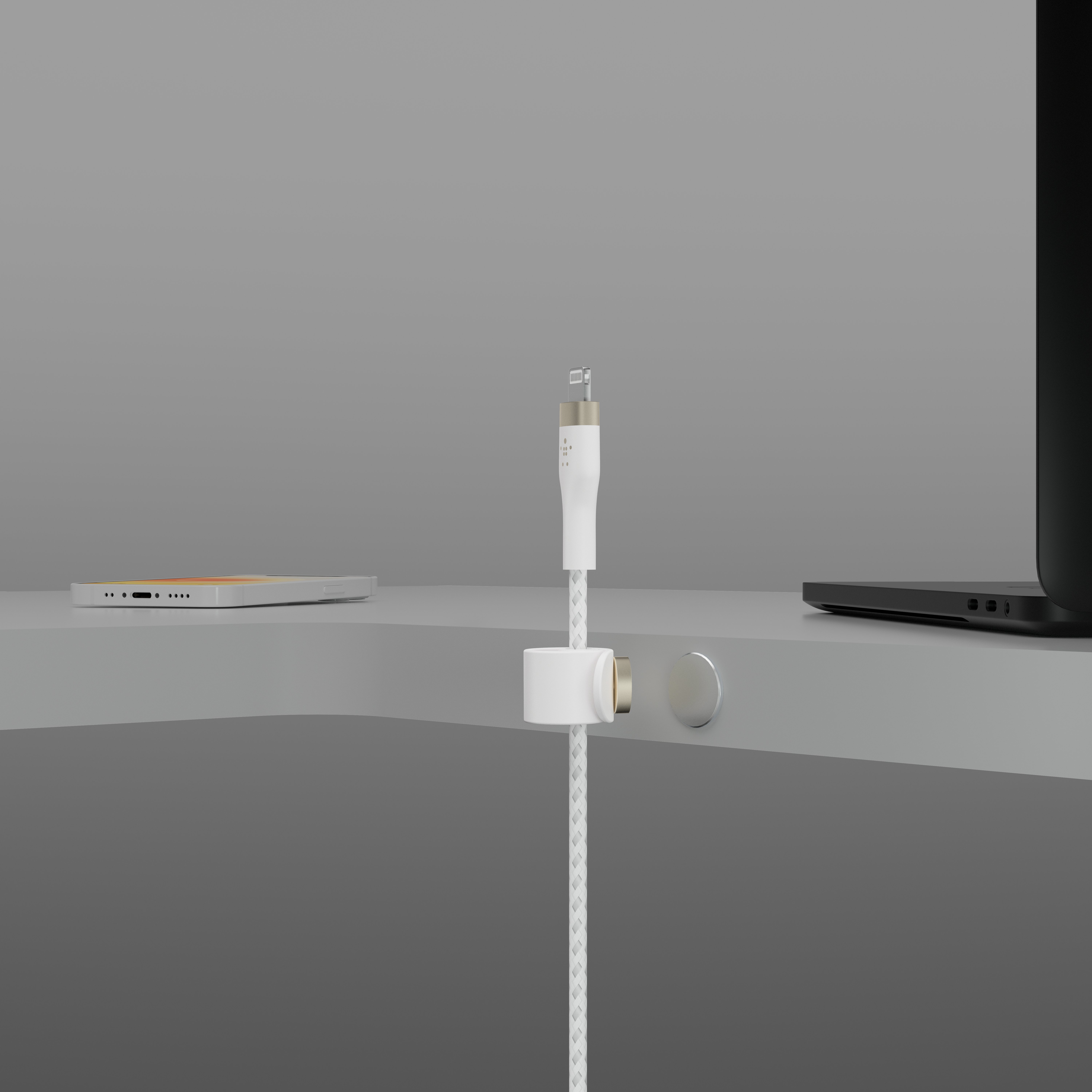 Belkin Кабель USB-A - Lightning плетений, силіконовий, з ремінцем на магніті, 1м, білий