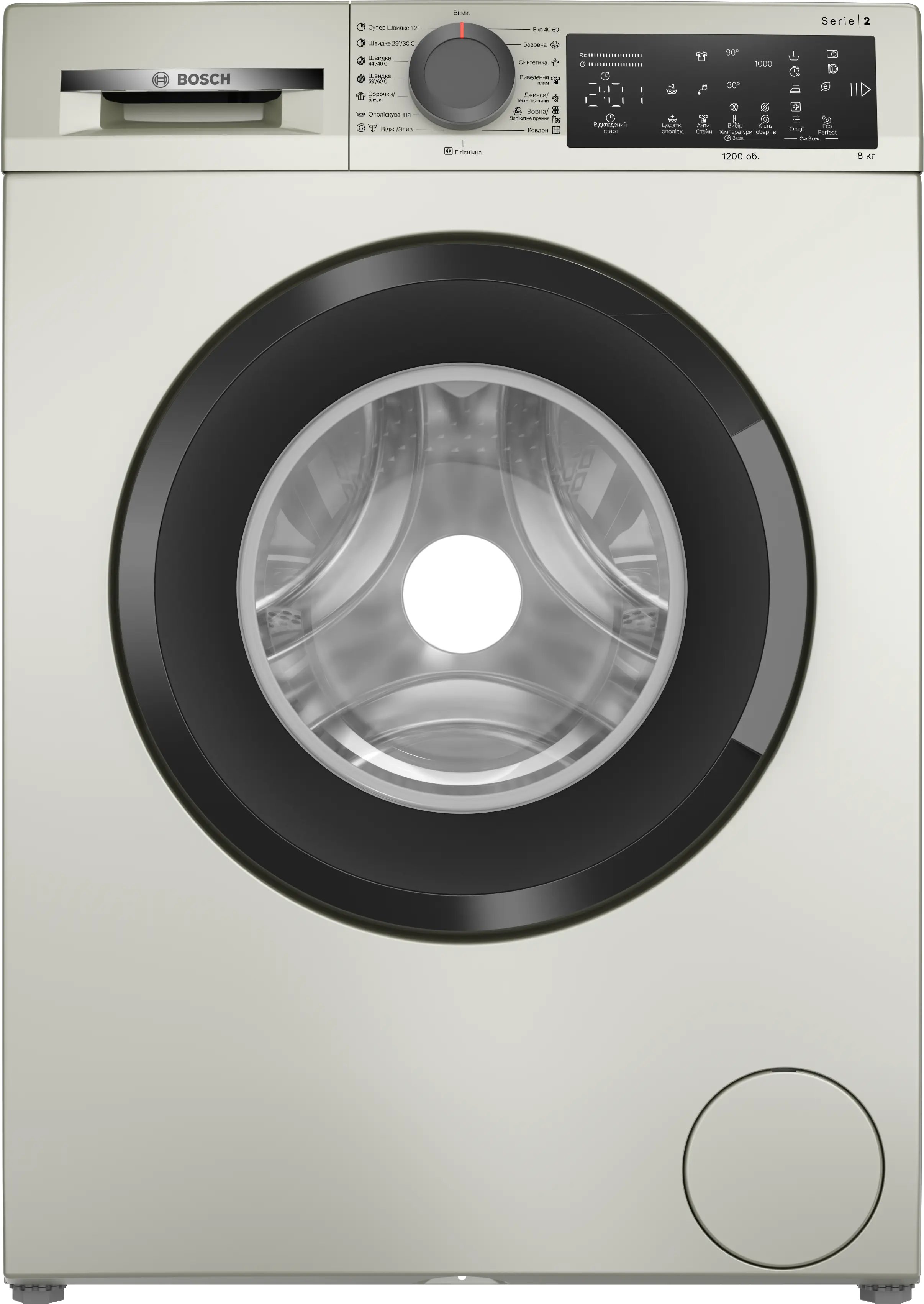 Bosch Пральна машина Bosch фронтальна, 8кг, 1200, A, 52см, дисплей, сірий