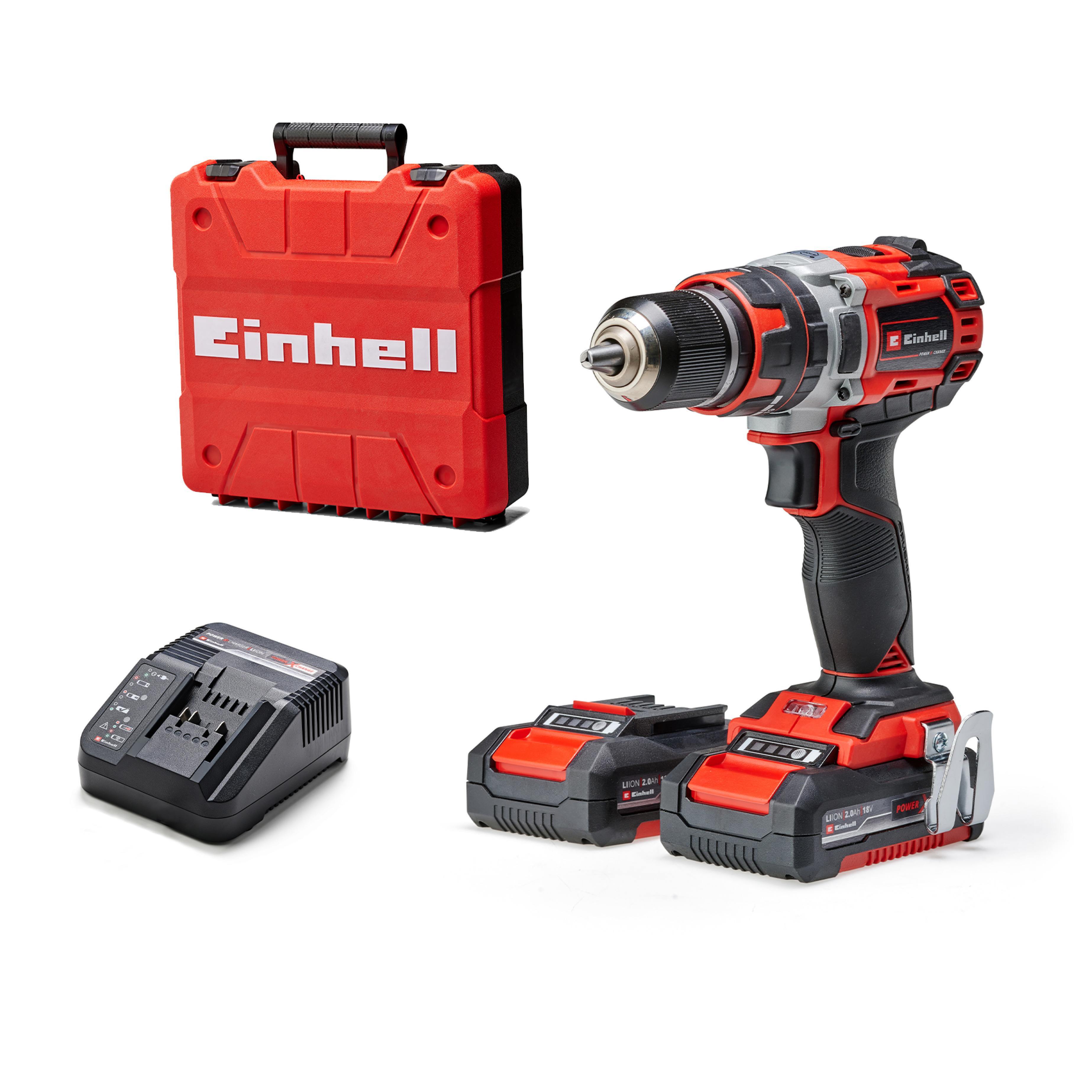 Einhell Шурупокрут-дриль ударний акумуляторний TP-CD 18/50 Li-i BL(2x2Ah), PXC, 18В, аккумулятор 2 Аг - 2 шт, безщітковий, 50 Нм, кейс, 2.02 кг