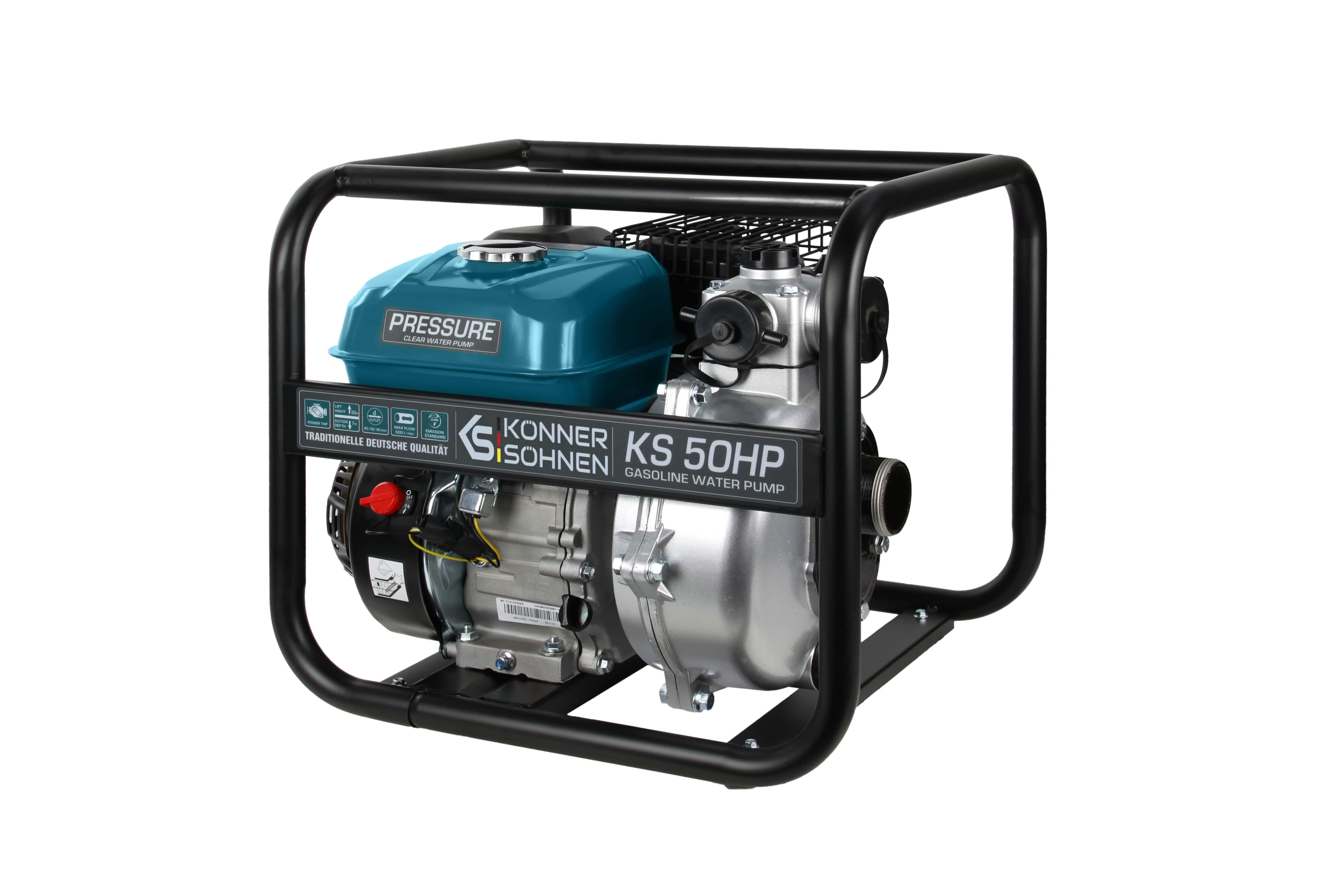 Könner & Söhnen Мотопомпа KS 50HP високонапірна, 7.0к.с, 500л/хв, 29кг Könner & Söhnen Мотопомпа KS 50HP високонапірна, 7.0к.с, 500л/хв, 29кг