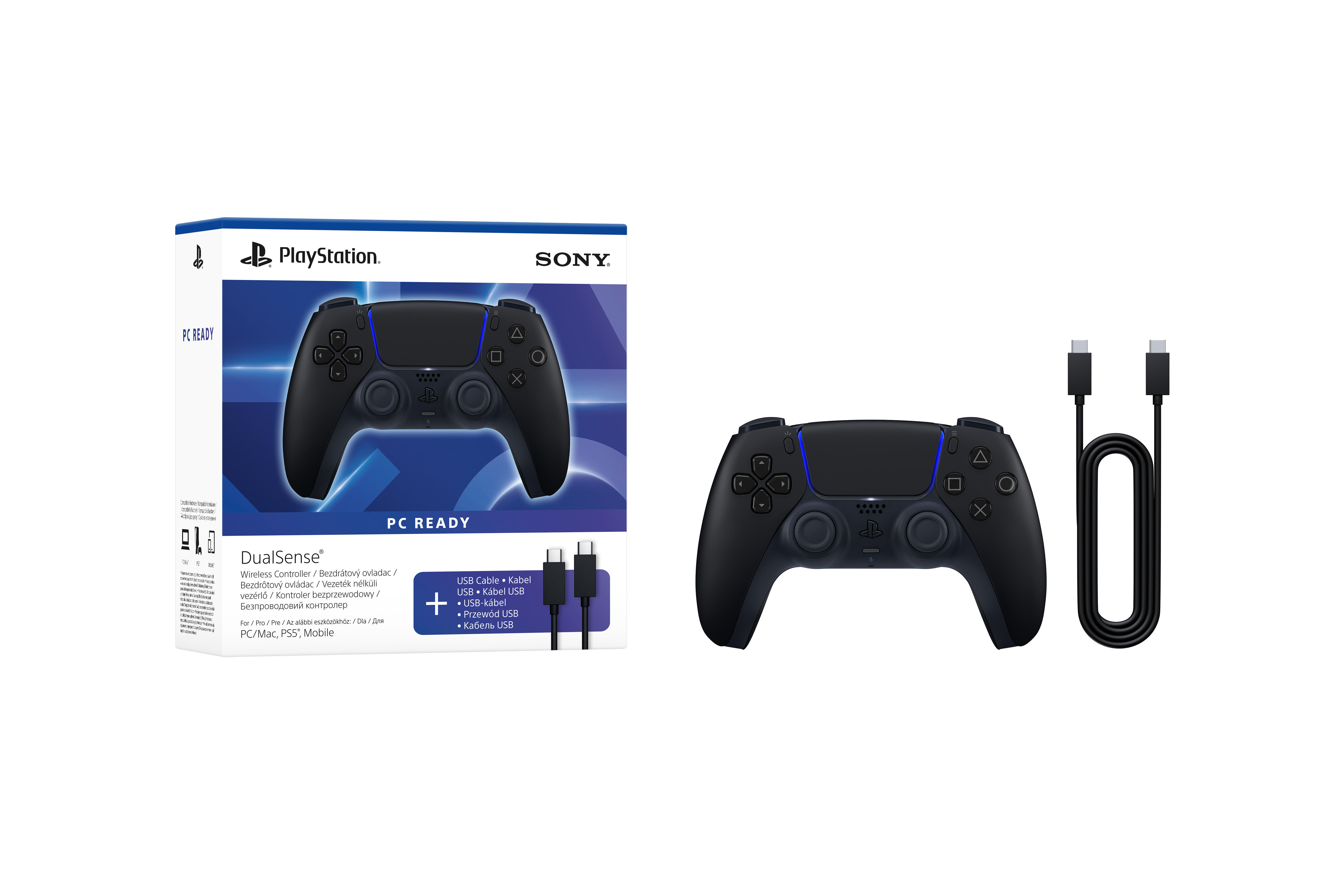PlayStation Геймпад 5 Dualsense BT, Midnight Black (USB-C кабель)