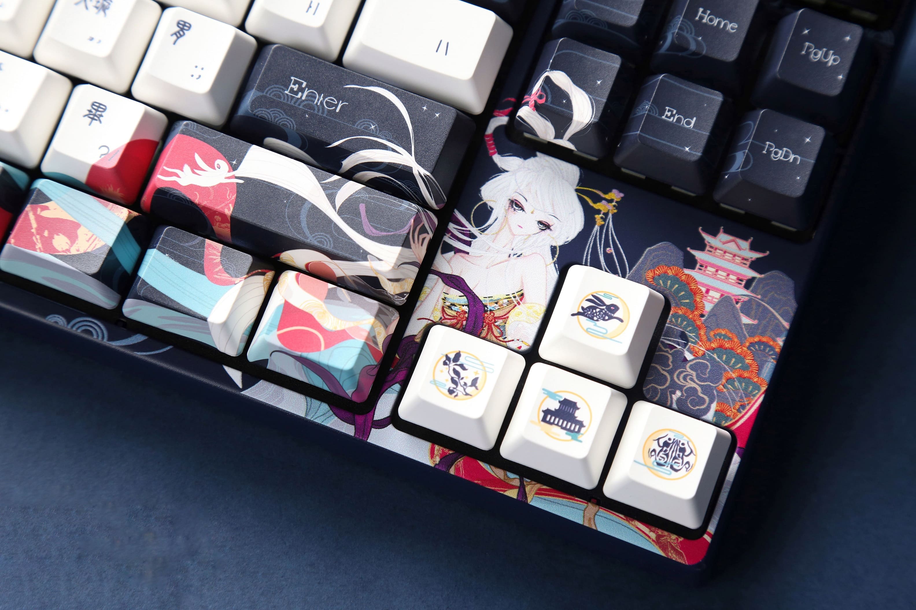 Varmilo Клавіатура механічна VPE87 Chang'e 87Key, Cherry Mx Red, BT/WL/USB-A, EN, White Led, Синій