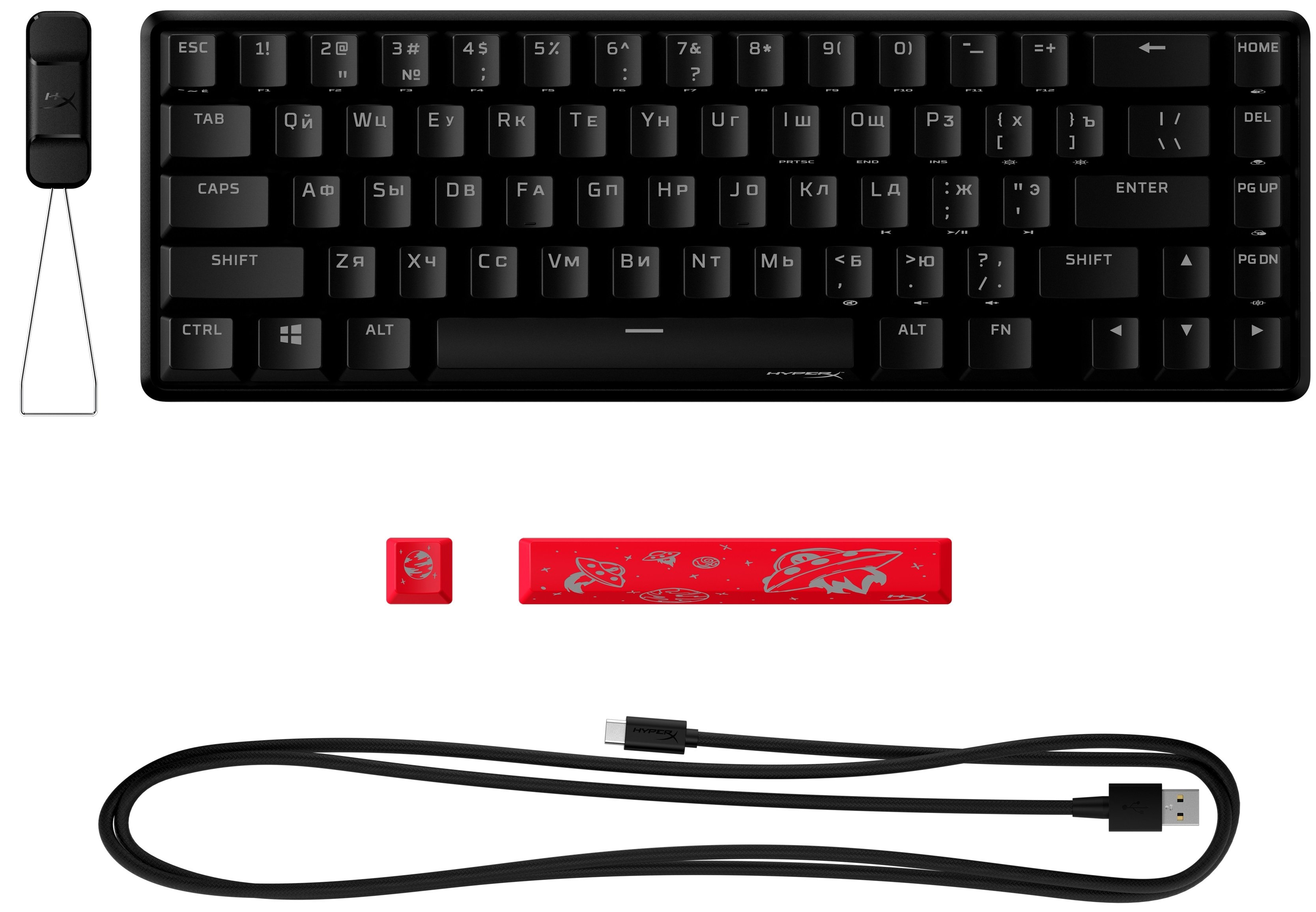HyperX Клавіатура  Alloy Origins 65 Red USB RGB ENG/RU, Black