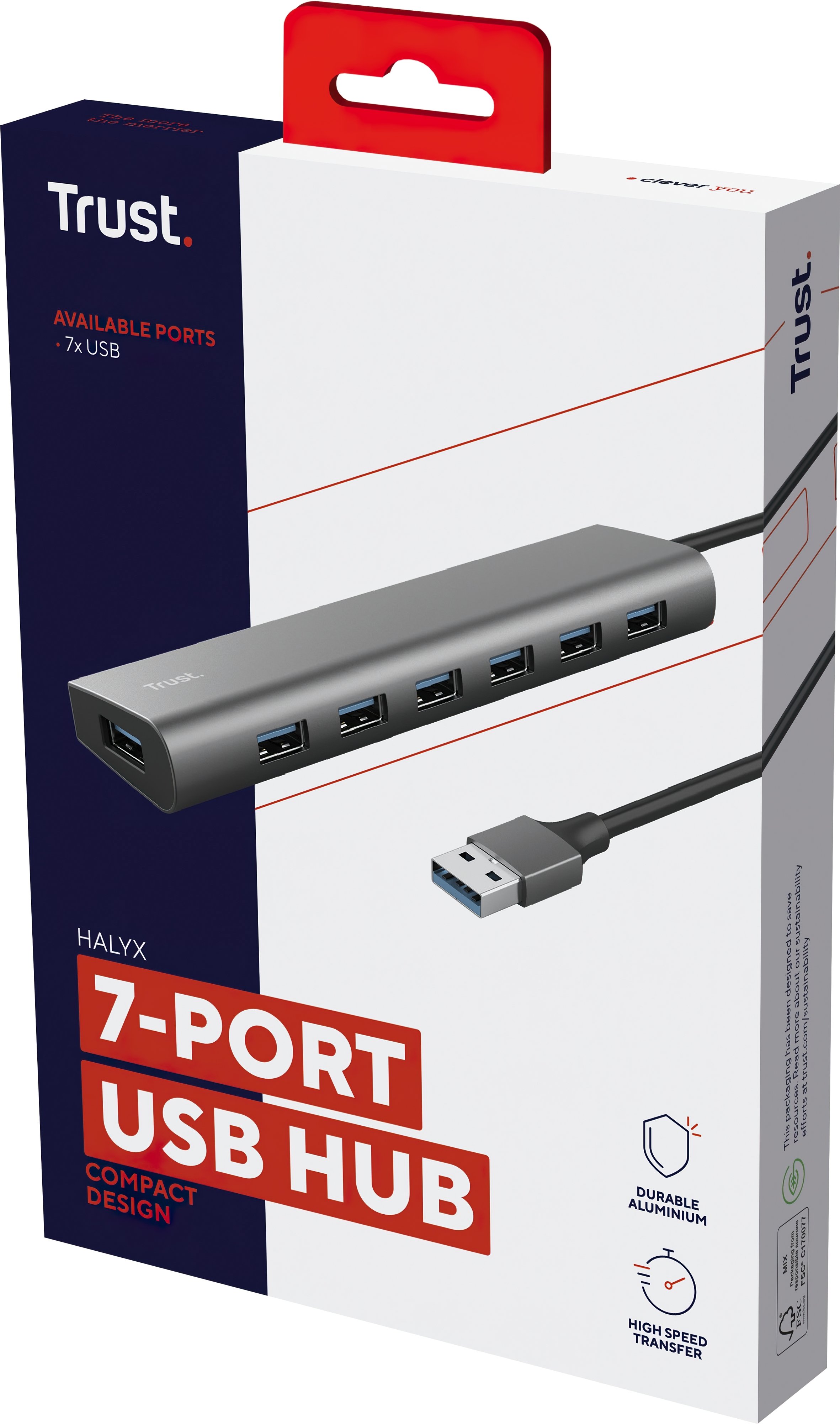 Trust USB-хаб DALYX 7-IN-1 USB-A 3.2 ALUMINIUM Trust USB-хаб DALYX 7-IN-1 USB-A 3.2 ALUMINIUM