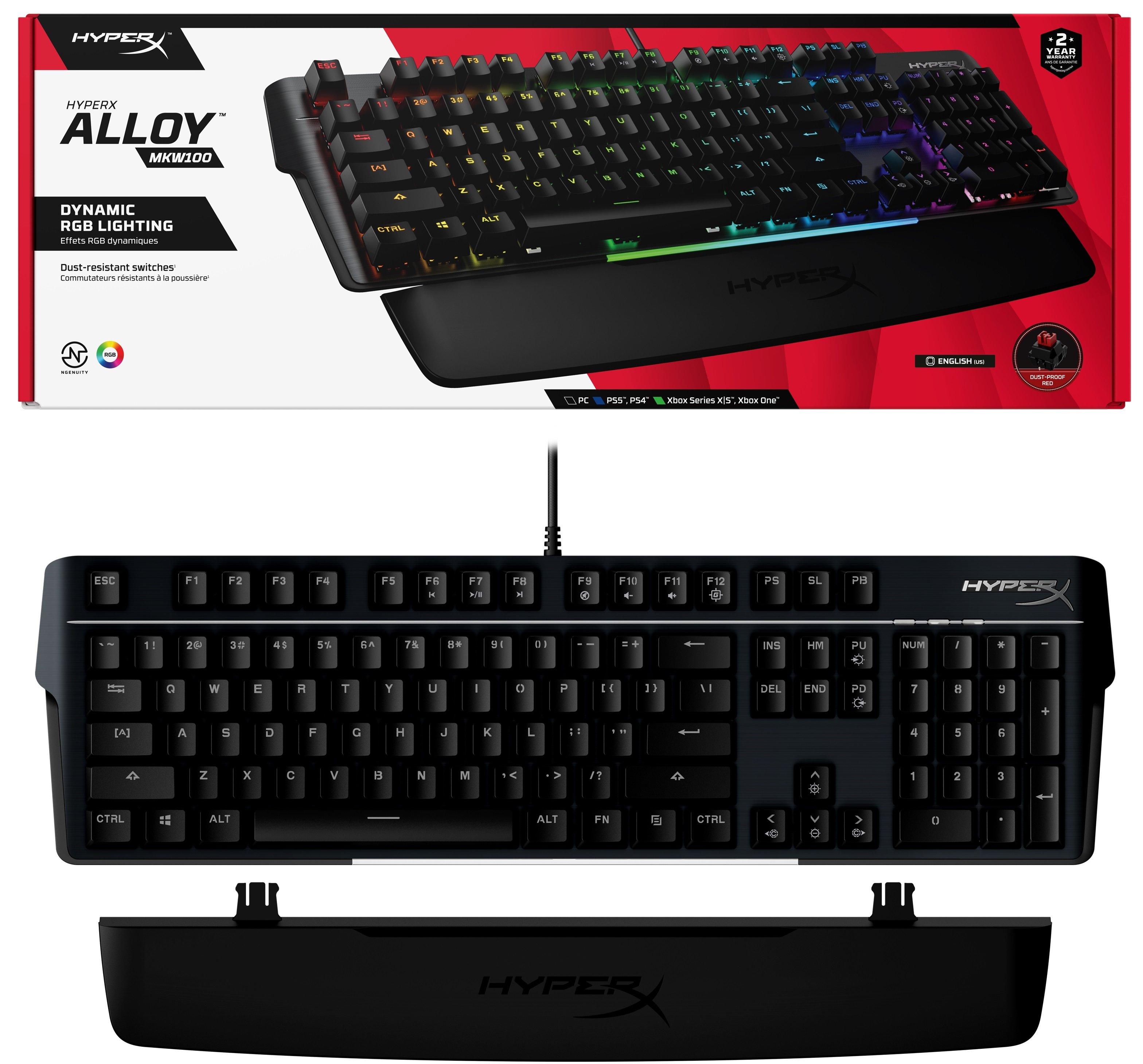 HyperX Клавіатура HyperX Alloy MKW100 TTC Red USB RGB ENG/RU, Black