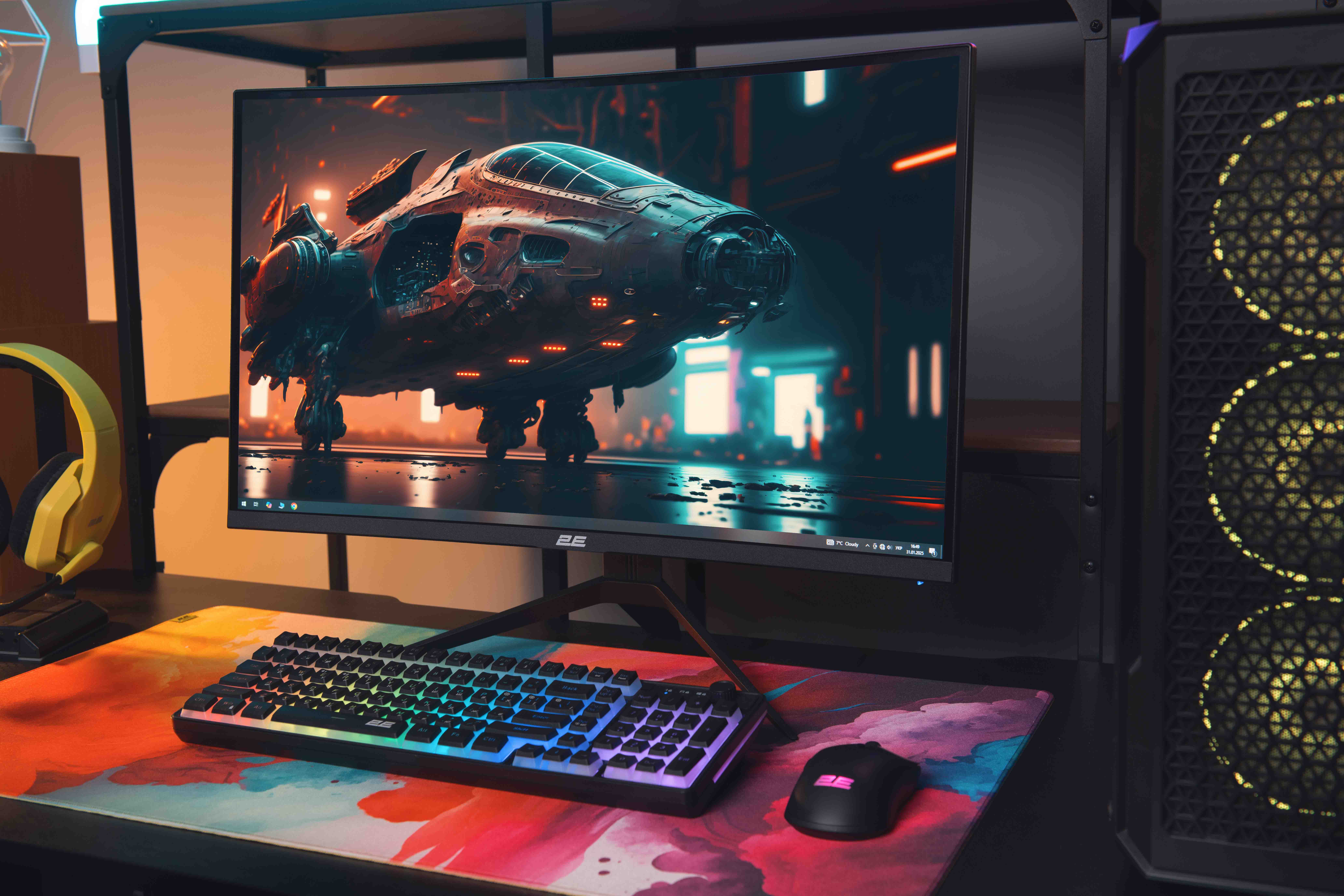 2E Gaming Монітор 27" G2725BV HDMI, DP, VA, 2560x1440, 180Hz, 1ms, CURVED, FreeSync