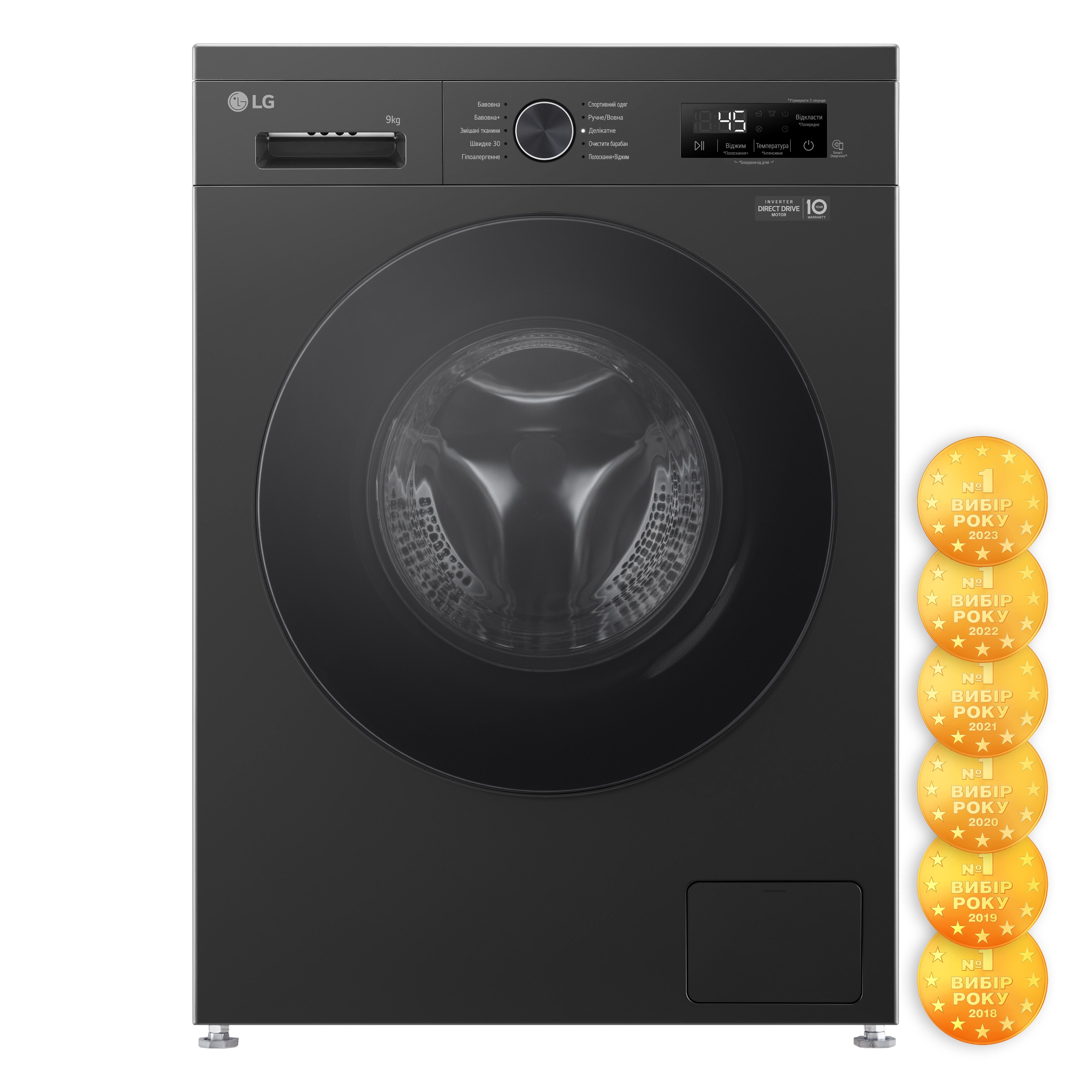LG Пральна машина, фронтальна, 9 кг, A+++, антрацит